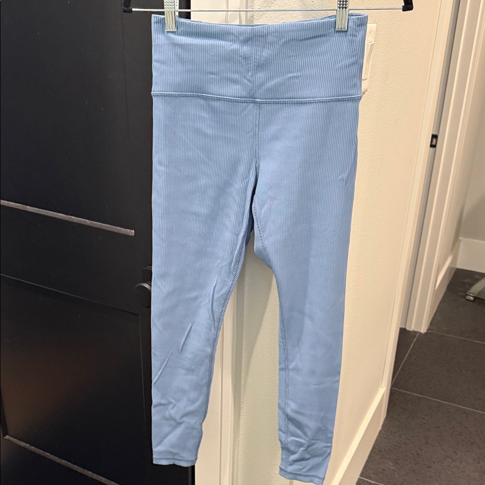 blue athleta elation rib tight leggings size medium